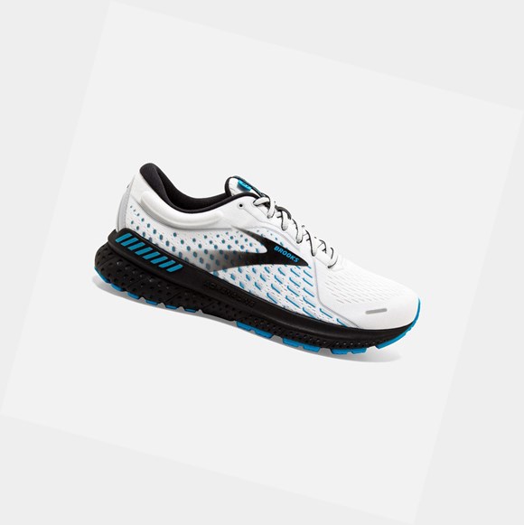 Men's Brooks Adrenaline GTS 21 Walking Shoes White / Grey / Atomic Blue | 9673TVLDU