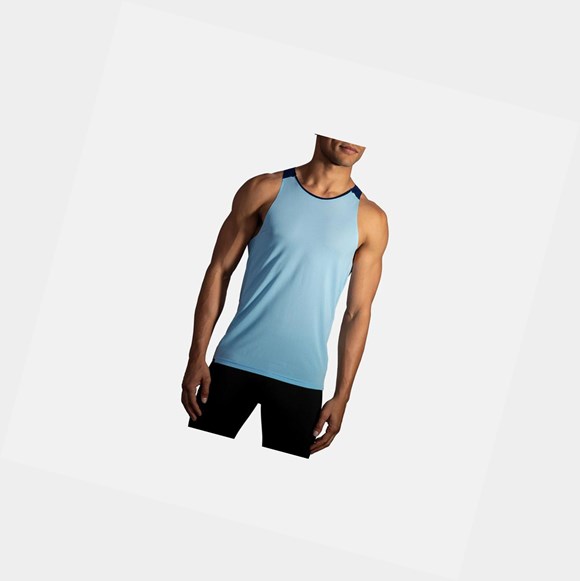 Men's Brooks Atmosphere Singlet Tops Pool / Navy | 0376JXMEQ