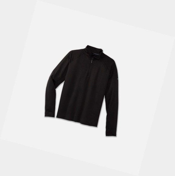 Men's Brooks Dash 1/2 Zip Outerwear Black | 0576JWBPU