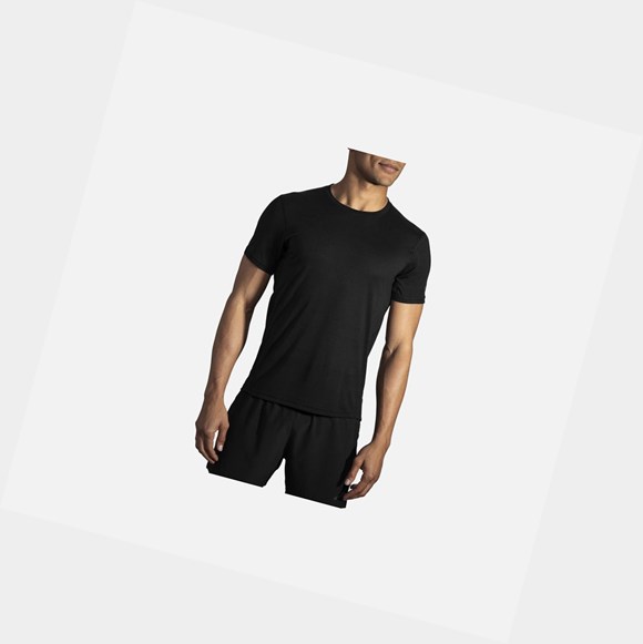 Men's Brooks Distance Sleeve Tops Black | 0587IUYQK