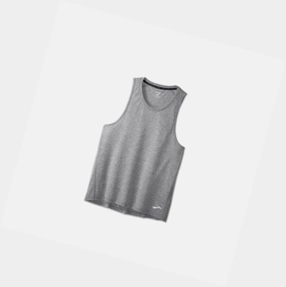 Men's Brooks Distance Tank Tops Heather Ash | 4370KMFRZ