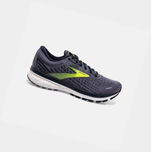 Men's Brooks Ghost 13 Road Running Shoes Grey / Navy / Nightlife | 2508RKDWN