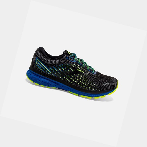 Men's Brooks Ghost 13 Road Running Shoes Black / Blue / Nightlife | 8074XYGSE