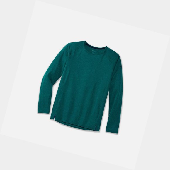 Men's Brooks Ghost Long Sleeve Tops Heather Spruce | 5208XDNHG