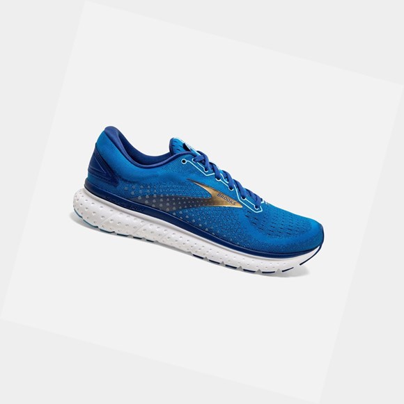 Men's Brooks Glycerin 18 Road Running Shoes Blue / Mazarine / Gold | 5381WTKGI