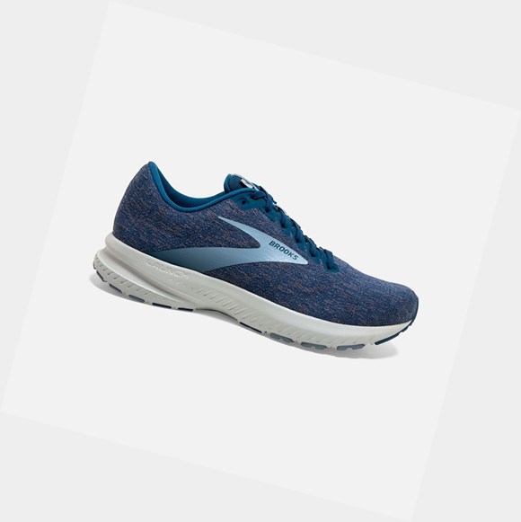 Men's Brooks Launch 7 Road Running Shoes Blue Fog / Poseidon / Grey | 6192WAEKM