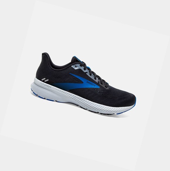 Men's Brooks Launch 8 Road Running Shoes Black / Grey / Blue | 4879CVNKZ