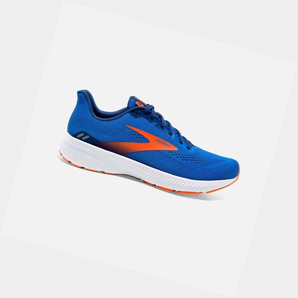 Men's Brooks Launch 8 Road Running Shoes Blue / Orange / White | 6034RPCYW