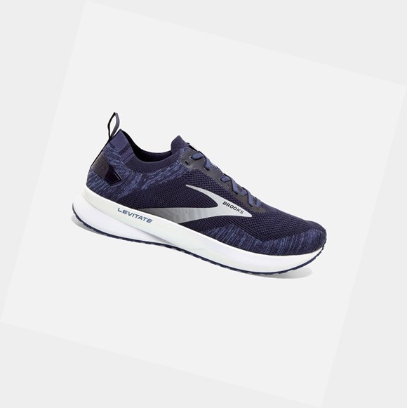 Men's Brooks Levitate 4 Road Running Shoes Navy / Grey / White | 1532KDBXV