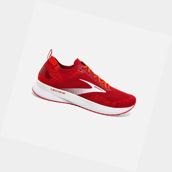 Men's Brooks Levitate 4 Road Running Shoes Red / Cherry Tomato / White | 5419TUCVL