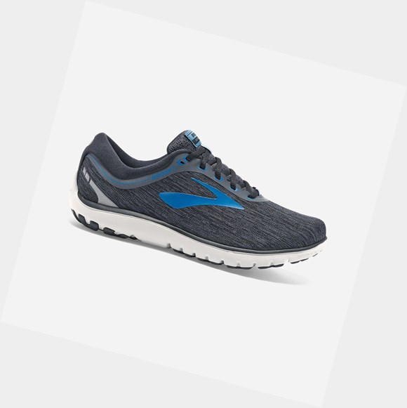 Men's Brooks PureFlow 7 Road Running Shoes Black / Ebony / Deep Water | 5741FSUBX