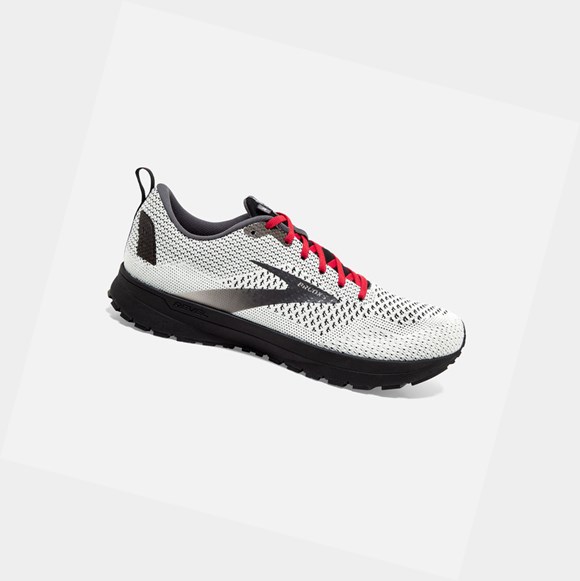 Men's Brooks Revel 4 Road Running Shoes White / Black / Red | 6587IVAGO