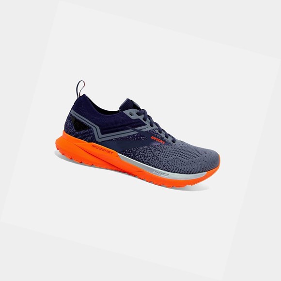 Men's Brooks Ricochet 3 Road Running Shoes Navy / Grey / Scarlet | 1567UQFBZ