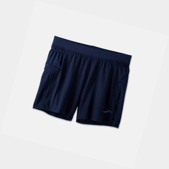 Men's Brooks Sherpa 5" 2-in-1 Bottoms Navy | 0318EOLWI