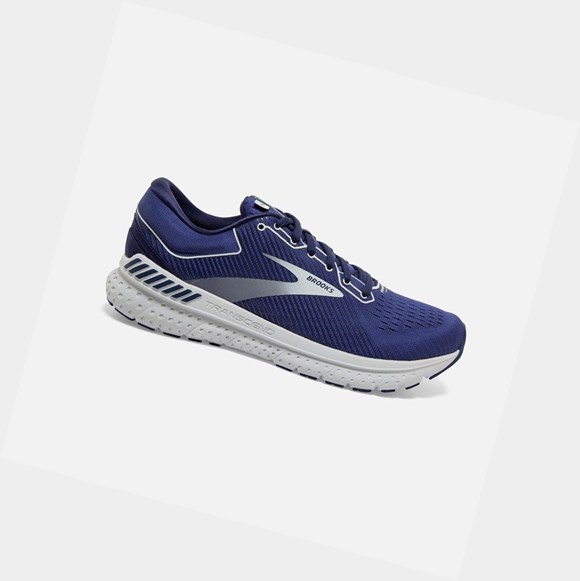 Men's Brooks Transcend 7 Road Running Shoes Deep Cobalt / Grey / Navy | 0623MGHLW