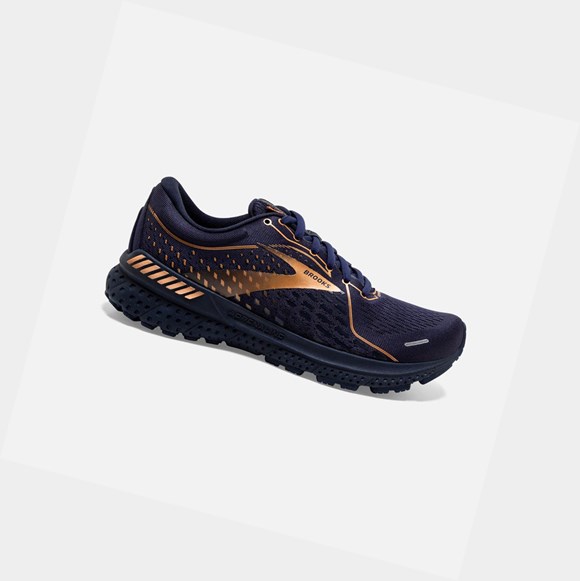 Women's Brooks Adrenaline GTS 21 Road Running Shoes Navy / Black / Copper | 8763NWZCS