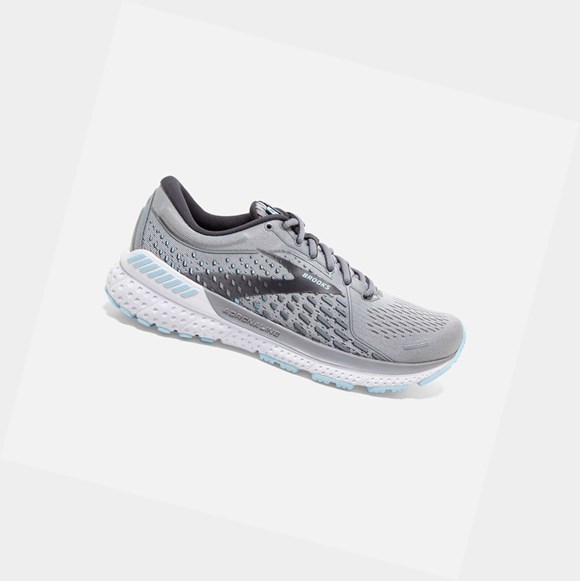 Women's Brooks Adrenaline GTS 21 Walking Shoes Oyster / Alloy / Light Blue | 3182ZEQUB