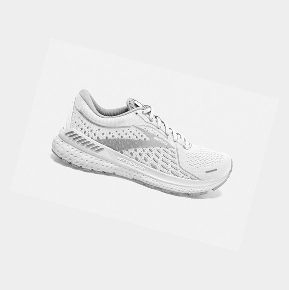 Women's Brooks Adrenaline GTS 21 Walking Shoes White / Grey / Silver | 3417AQDUX