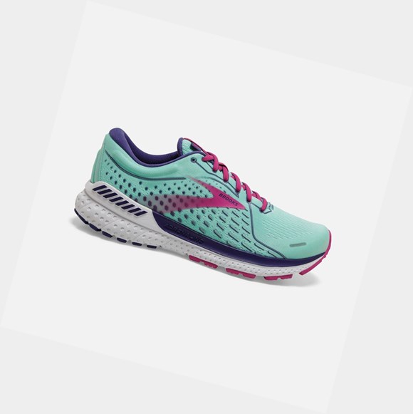 Women's Brooks Adrenaline GTS 21 Walking Shoes Yucca / Navy Blue / Fuchsia | 5821BIZGQ