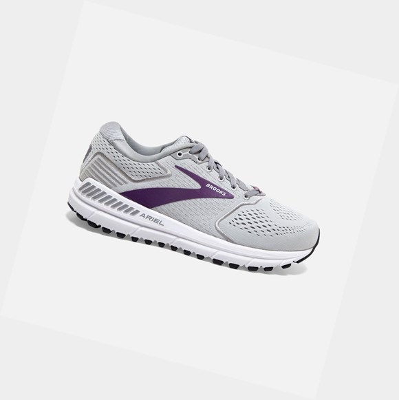 Women's Brooks Ariel '20 Road Running Shoes Oyster / Alloy / Grape | 7691WXIHO