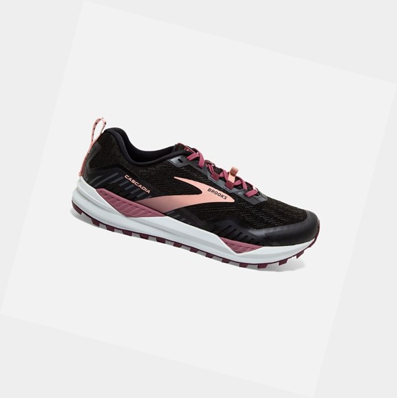 Women's Brooks Cascadia 15 Trail Shoes Black / Ebony / Coral Cloud | 3427TIUNA