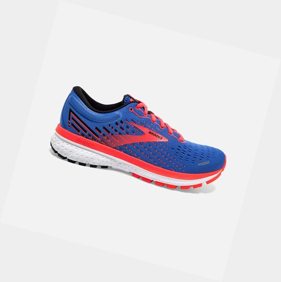 Women's Brooks Ghost 13 Road Running Shoes Blue / Coral / White | 0852MFLWY