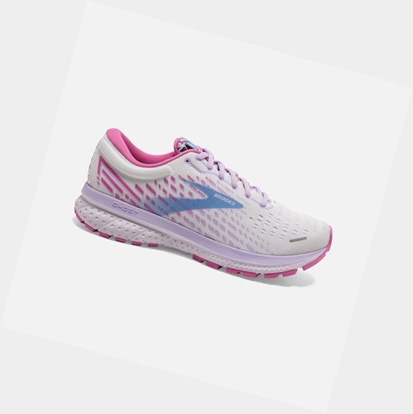 Women's Brooks Ghost 13 Road Running Shoes White / Lilac / Pink | 7132PDAFO