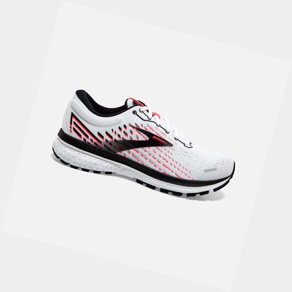 Women's Brooks Ghost 13 Road Running Shoes White / Pink / Black | 9763YQTFR