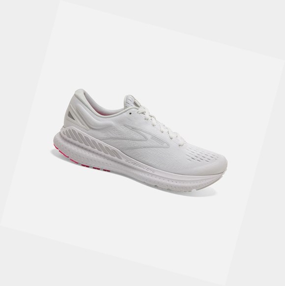 Women's Brooks Glycerin GTS 19 Road Running Shoes White-Pink / Luna Rock | 3024CTIPY