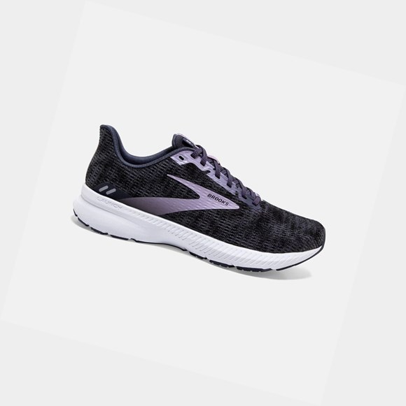 Women's Brooks Launch 8 Road Running Shoes Black / Ombre / Iris | 6850RZOAB