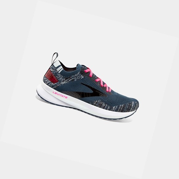 Women's Brooks Levitate 4 Road Running Shoes Navy / Black / Pink | 2164ZTFNU