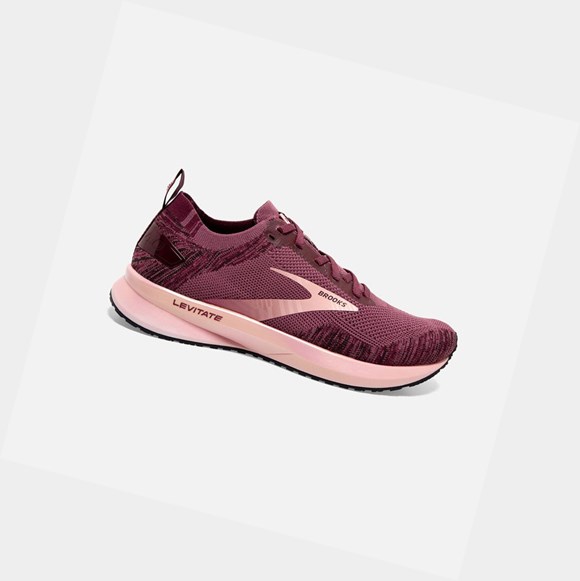 Women's Brooks Levitate 4 Road Running Shoes Nocturne / Coral / Zinfandel | 2471ATYIM