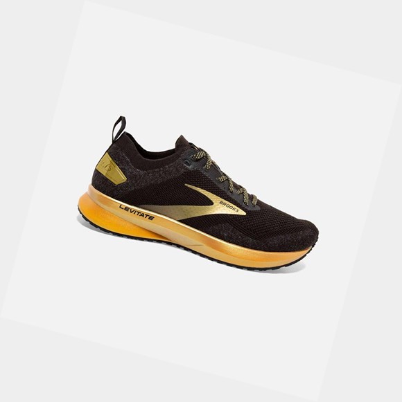 Women's Brooks Levitate 4 Road Running Shoes Black / Gold | 6149QGNBF