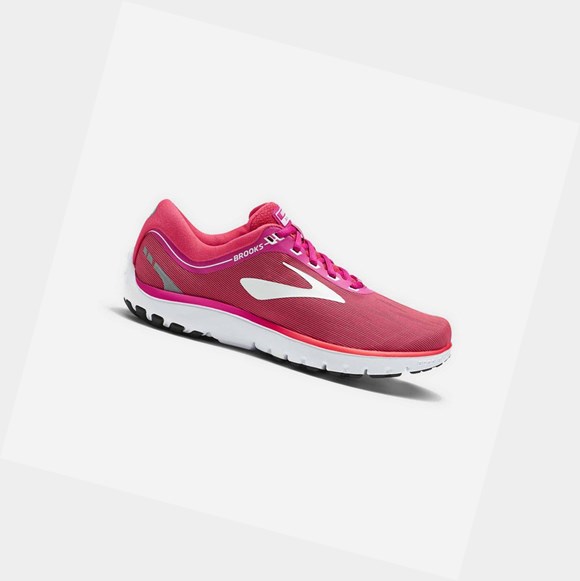 Women's Brooks PureFlow 7 Road Running Shoes Pink / Pink / White | 3764BWONG