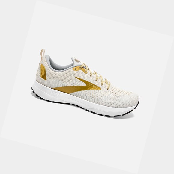 Women's Brooks Revel 4 Road Running Shoes White / Gold | 1794NDVSH