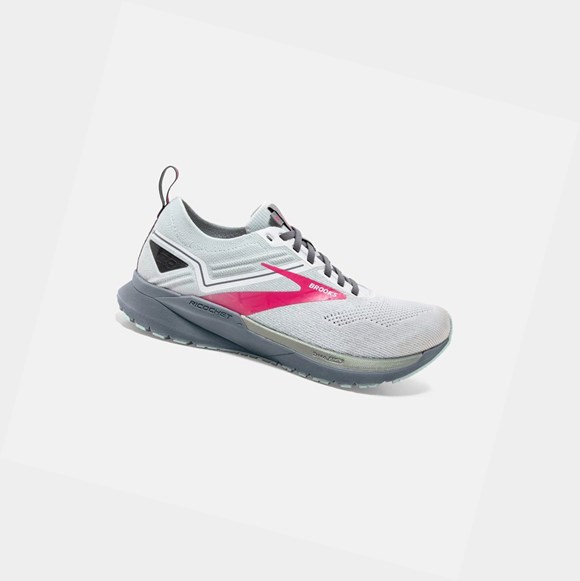 Women's Brooks Ricochet 3 Road Running Shoes White / Ice Flow / Pink | 3549CZDWN