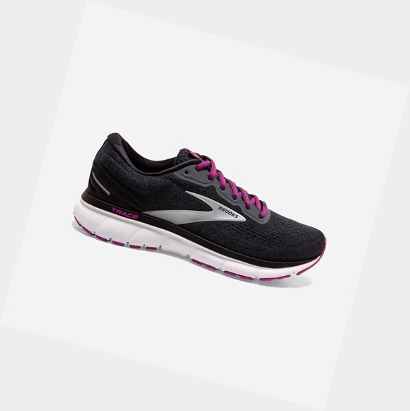 Women's Brooks Trace Road Running Shoes Ebony / Black / Wood Violet | 4968UDFSW