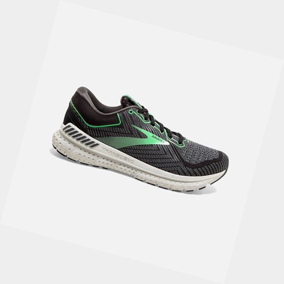 Women's Brooks Transcend 7 Road Running Shoes Black / Ebony / Green | 5894RTQJO