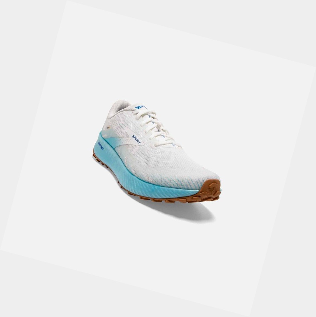 Men's Brooks Catamount Trail Shoes White / Iced Aqua / Blue | 8790NSTAK