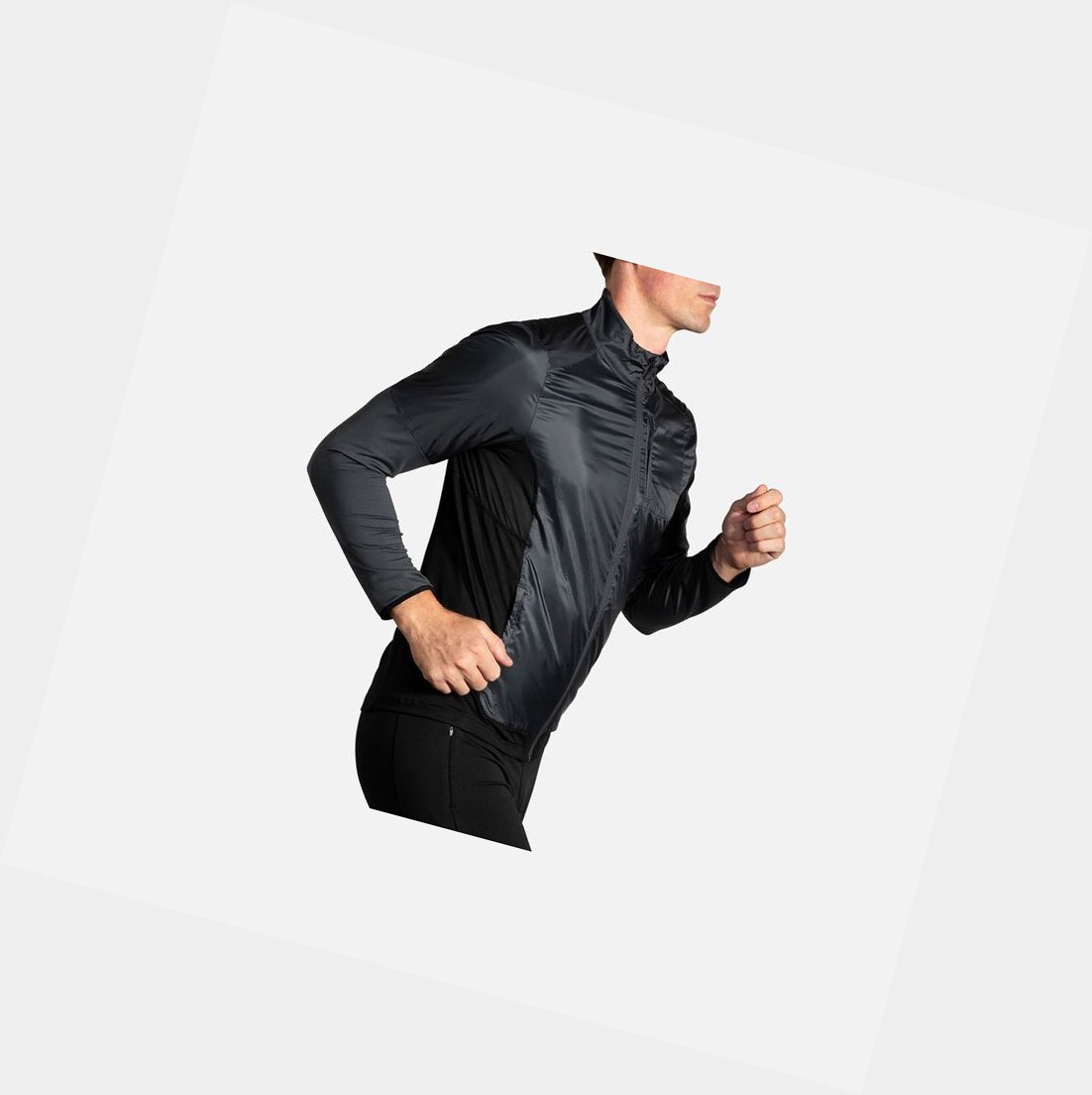 Men's Brooks Fusion Hybrid Outerwear Asphalt / Black | 0964SCLIJ