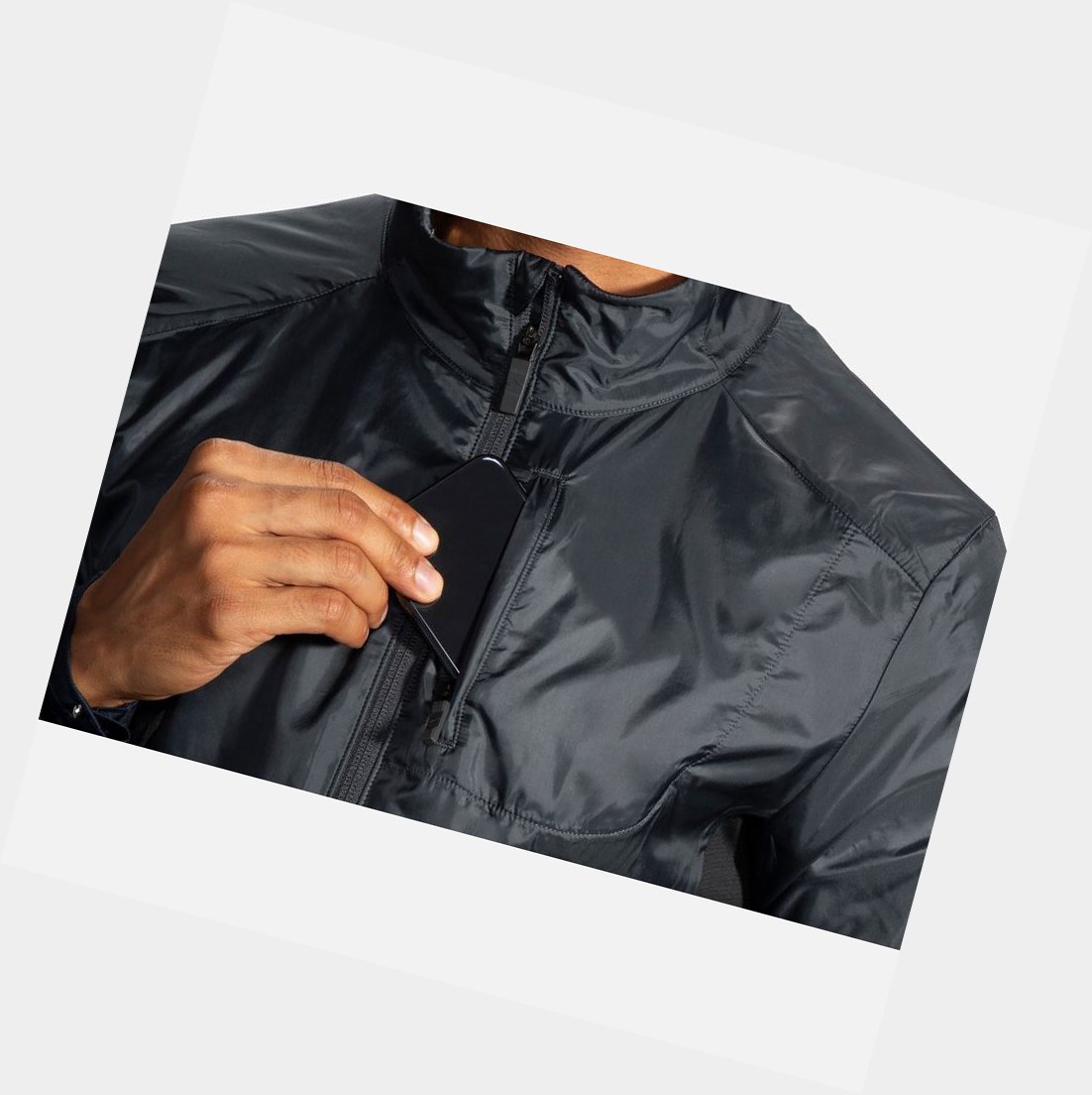 Men's Brooks Fusion Hybrid Outerwear Asphalt / Black | 0964SCLIJ