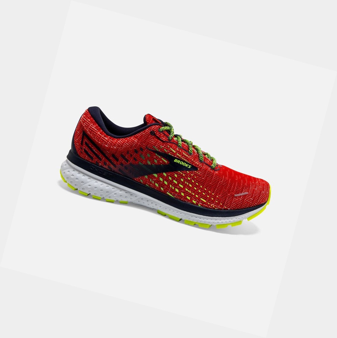 Men\'s Brooks Ghost 13 Road Running Shoes Tomato / Navy / Nightlife | 3217TMVSA