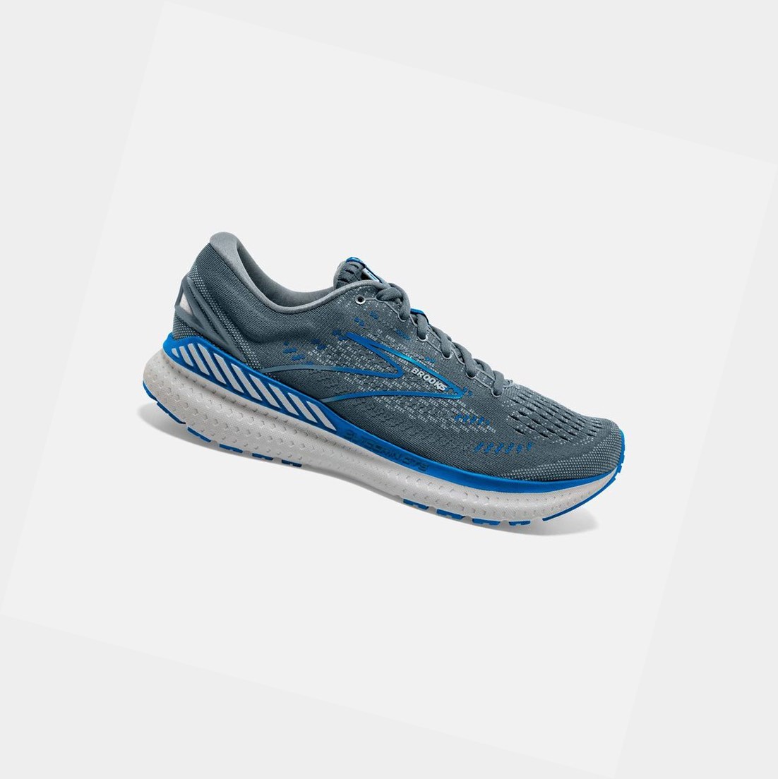 Men\'s Brooks Glycerin GTS 19 Road Running Shoes Quarry / Grey / Dark Blue | 9425XVREN