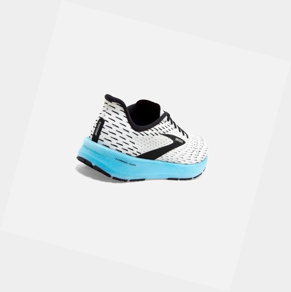 Men's Brooks Hyperion Tempo Trainers White / Black / Iced Aqua | 7425SMORE