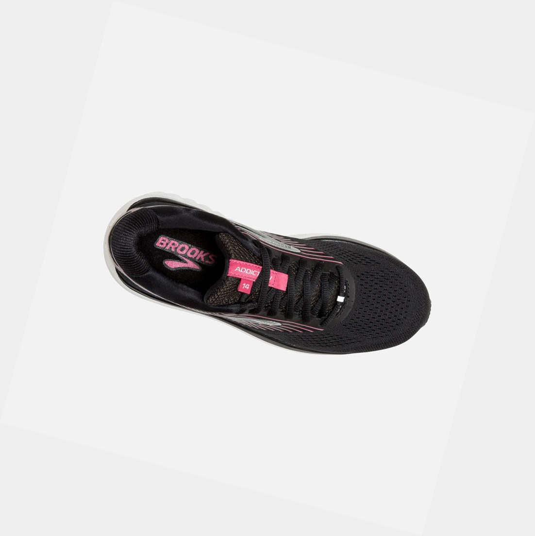 Women's Brooks Addiction 14 Road Running Shoes Black / Hot Pink / Silver | 6984VZTQO