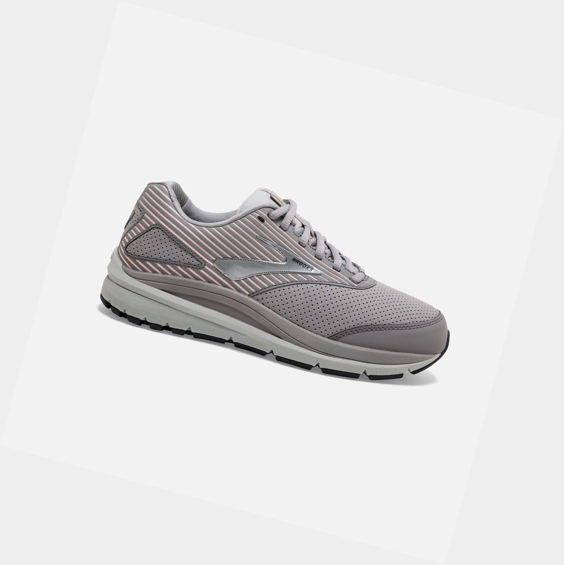 Women\'s Brooks Addiction Walker Suede Walking Shoes Alloy / Oyster / Peach | 4056LTEHK