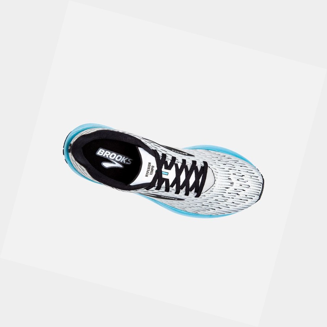 Women's Brooks Hyperion Tempo Road Running Shoes White / Black / Iced Aqua | 2836TMABF