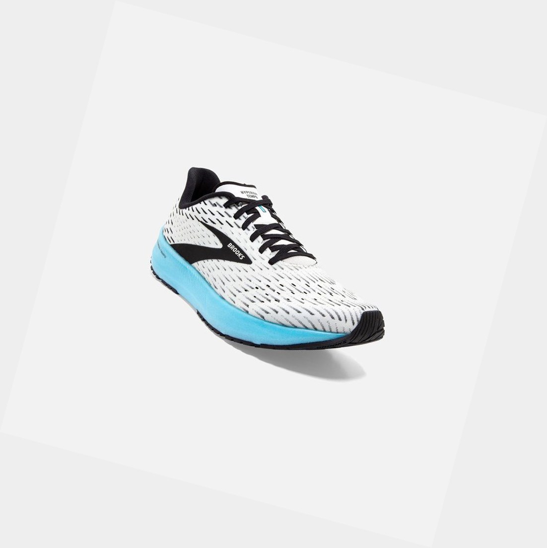 Women's Brooks Hyperion Tempo Trainers White / Black / Iced Aqua | 7193QMECW