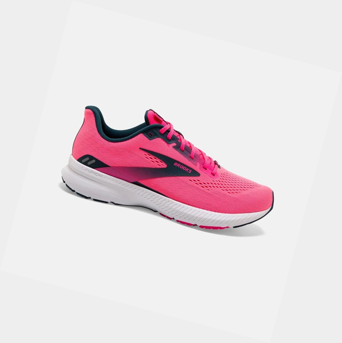 Women\'s Brooks Launch 8 Road Running Shoes Pink / Raspberry / Navy | 3927CVSQY